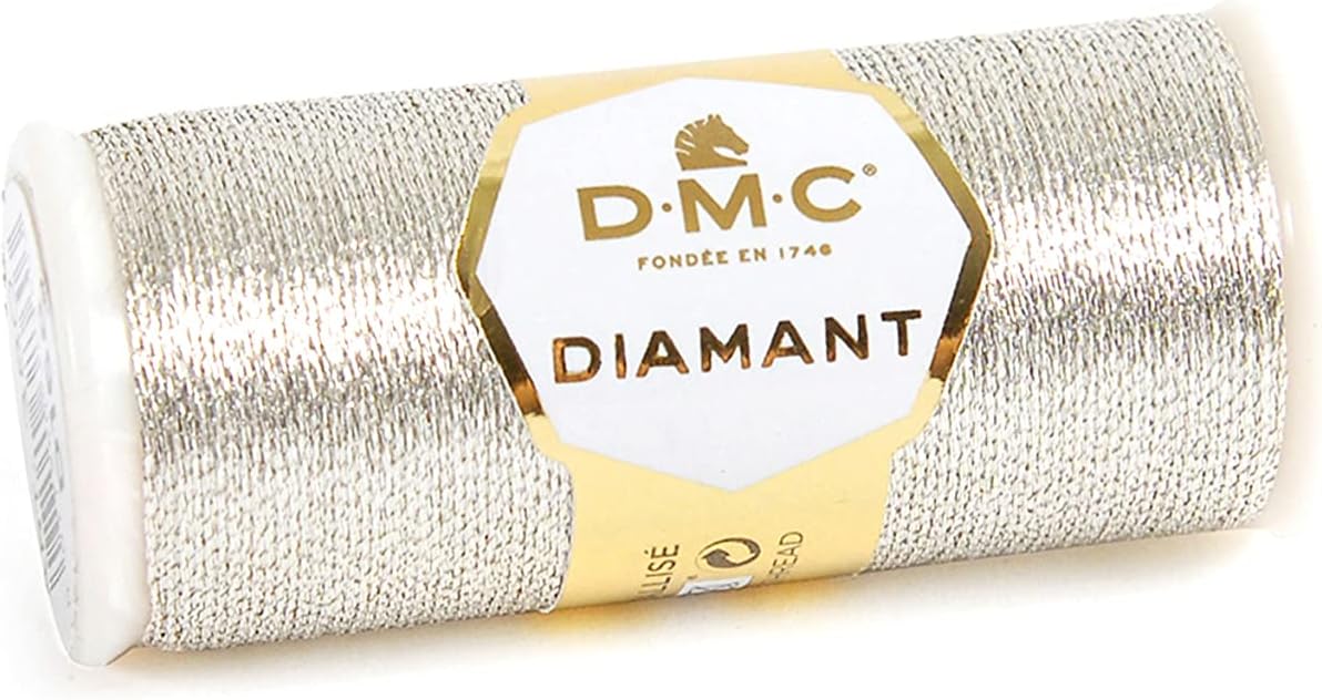 Diamant Metallic Needlework Thread, 38.2-Yard, Light Silver
