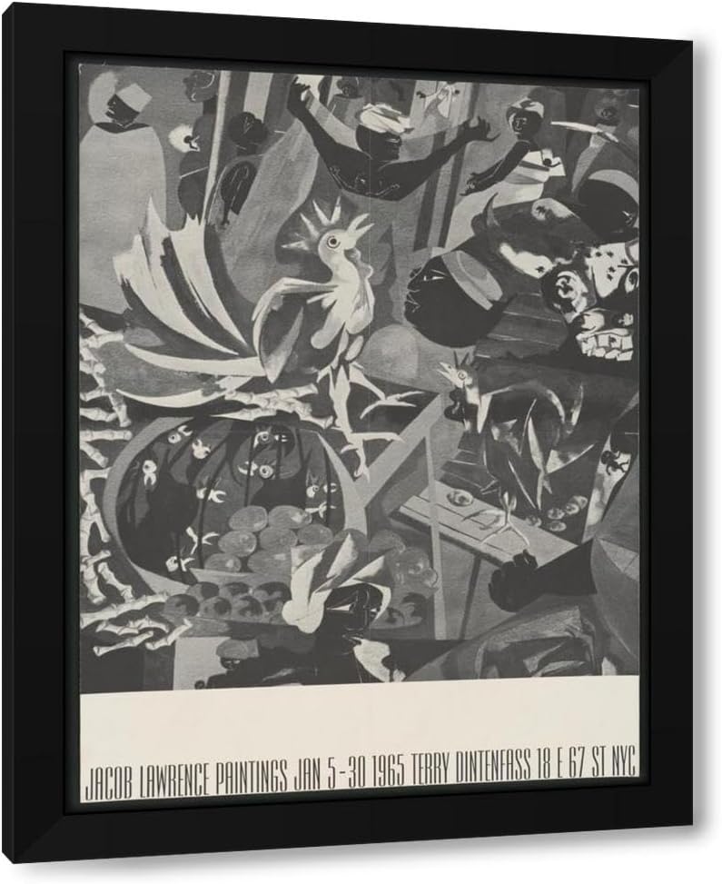 Jacob Lawrence 19x24 Black Modern Framed Art Print Titled: Jacob Lawrence Paintings, Jan. 5-30 (1965)