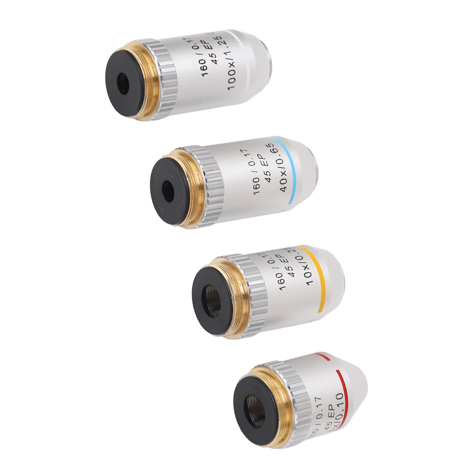 Obiettivo Acromatico, Obiettivo per Microscopio 4X 10X 40X 100X Ottone Cromato Acciaio Inossidabile Dimensioni RMS per Microscopi Biologici Studenti di Laboratorio Uso di Riparazione