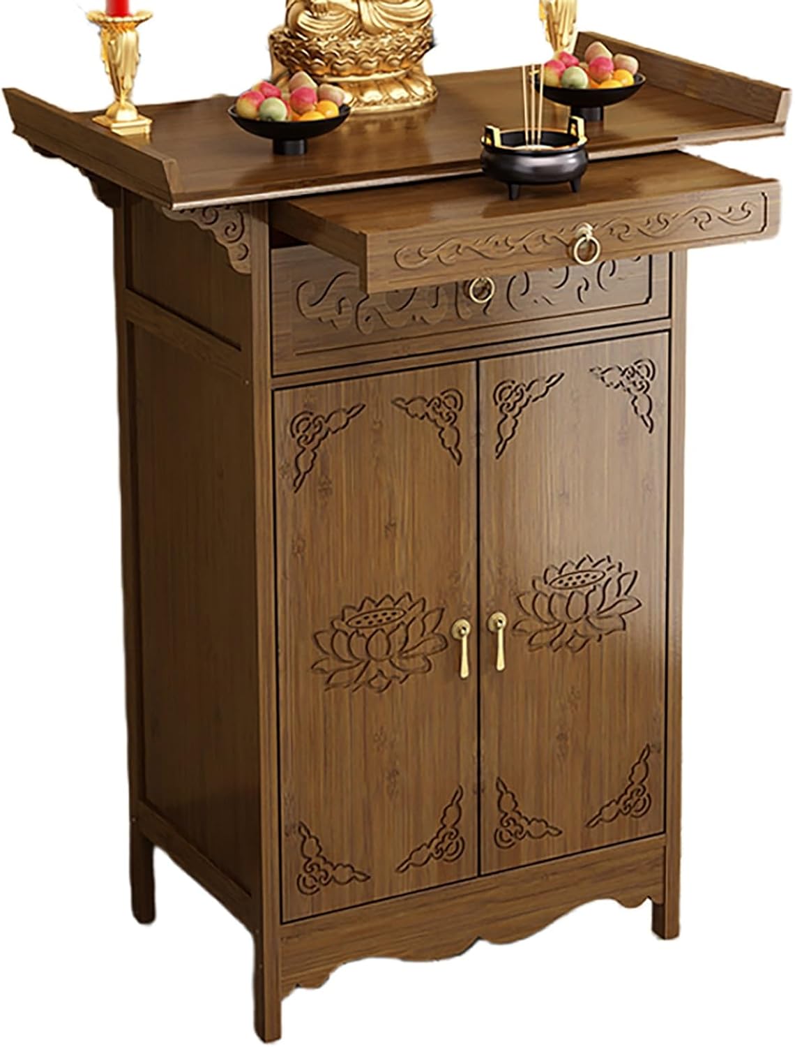 Personal Shrine Altar Table Buddha Niche Chinese Cabinet,Stand Meditation Prayer Table,Meditation Table Altar with Storage,Buddhist Prayer Altar Cabinet for Small Spaces(Height80cm/31.5in)