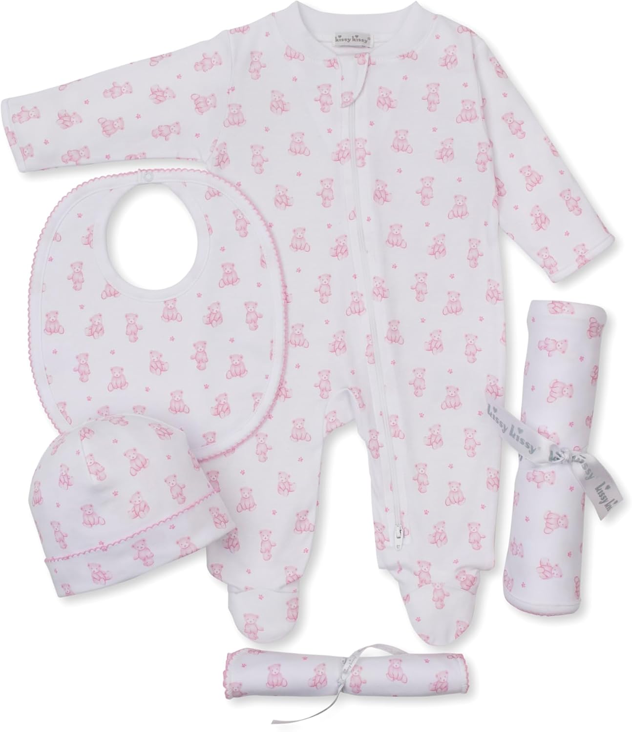 kissy kissy Baby Teddy Bears 5-piece Gift Set W/Gift Box