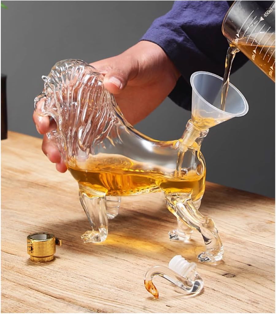 Decantador, Jarra Transparente, Capacidad De 750 Ml/1000 Ml En Forma León, Colección Casera Vino Tinto Y Bar(1500ml/50.7oz)