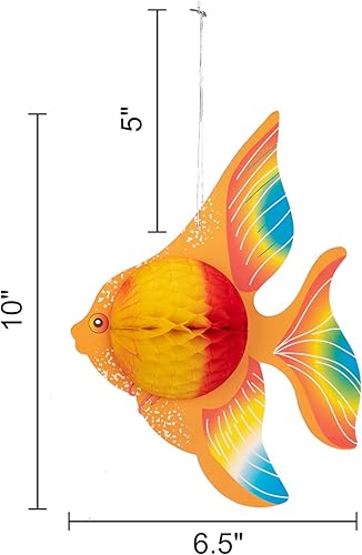 Miniatura 5 de 90shine 12 piezas de suministros de decoración de fiesta de peces tropicales, bajo el marsirenaLuauhawaianocentro de mesa de cumpleaños para niños
