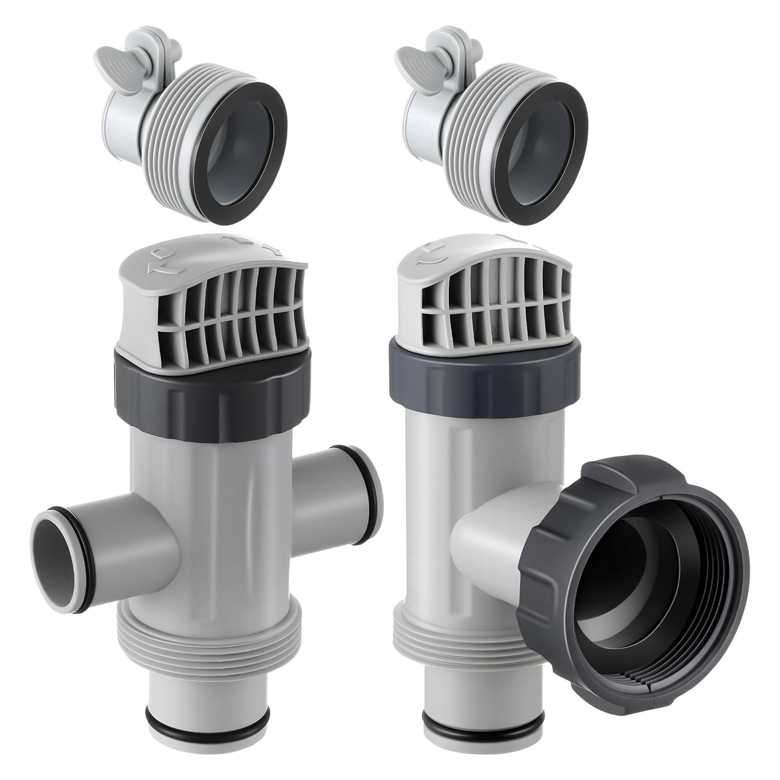 Buxuaaaa Hose Plunger Valves Set with Adapters Suitable for Pool Pumps Systems Water Flows Control and Leak Swimming Pool Maintenance Set