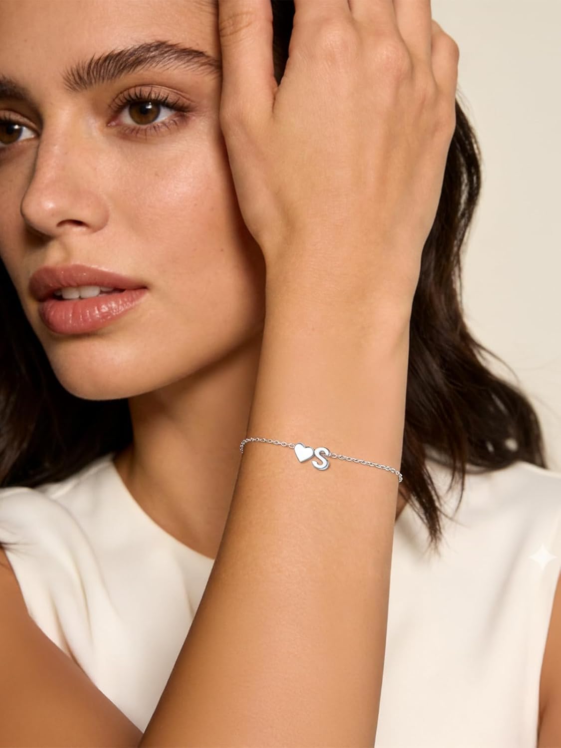 Silvora 925 Sterling Silver Dainty Initial Bracelet with Heart - 6.3" + 2" Adjustable Personalized 26 Letter Bracelet Jewelry Heart Bracelet for Women - Image 5