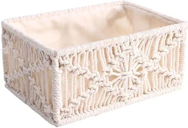 Cesta Decorativa Tejida de Algodón - Organización Bohemia para Baño y Hogar