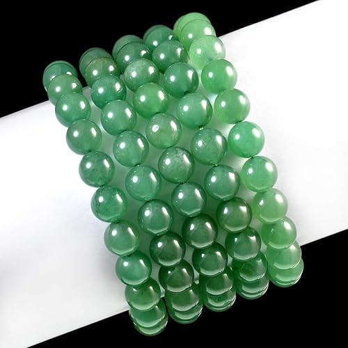 Miniatura 3 de AD Beads Pulsera elástica de cuentas redondas de piedras preciosas naturales, reiki curativo, 0.394 in (venturina)