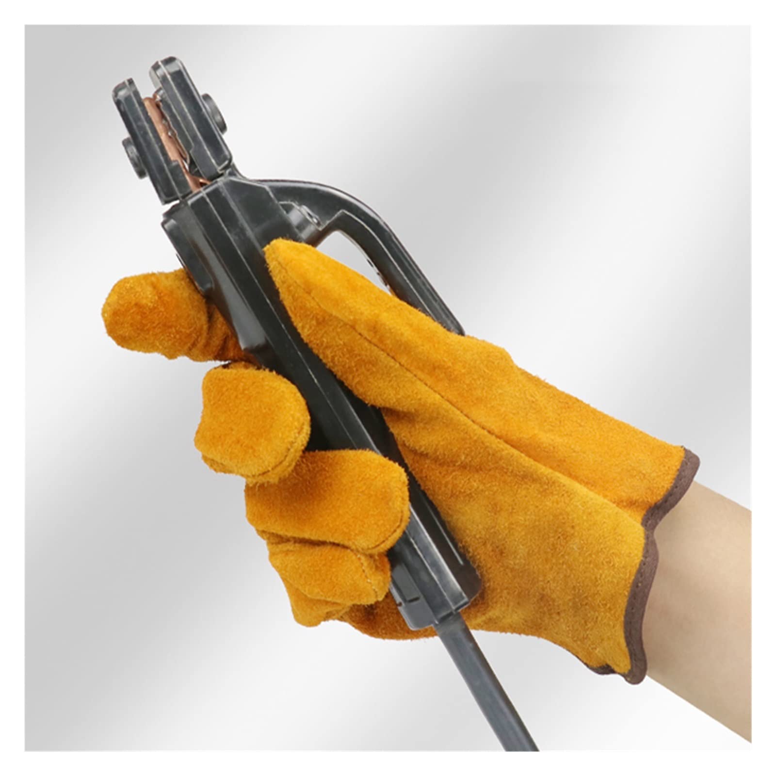 Combinaison de soudage en cuir Gants de travail gants de soudure en cuir ignifuges gants de sécurité anti-chauffage for soudage gants de protection en métal for le soudage Résistant à la chaleur et ig