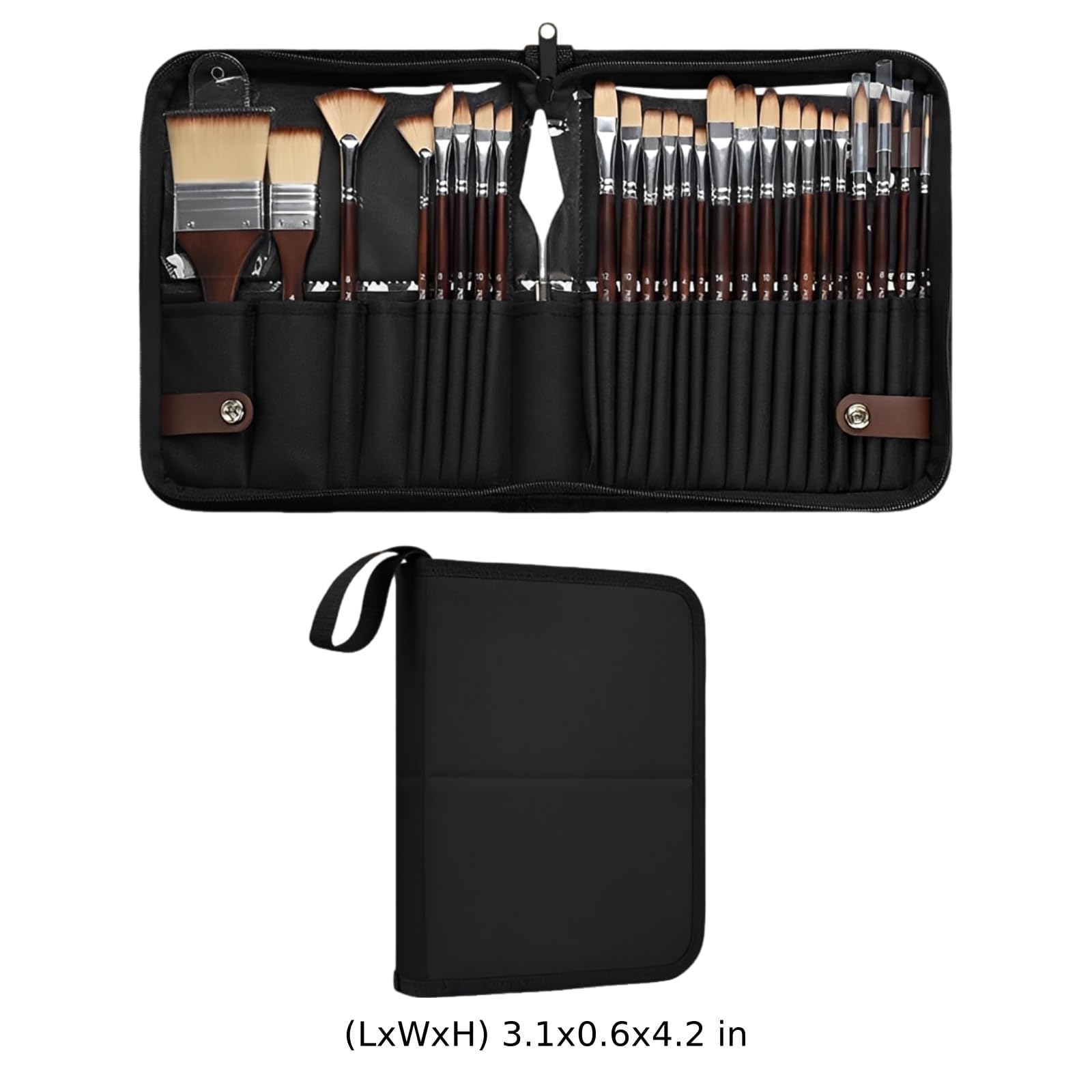 Professionelles Nylon-Haar-Pinsel-Set, für Aquarell, Acryl, Gouache, mit mehreren Pinselspitzen, Farbmischspatel, Holzgriffe, tragbare, faltbare Tragetasche, 26-teilig