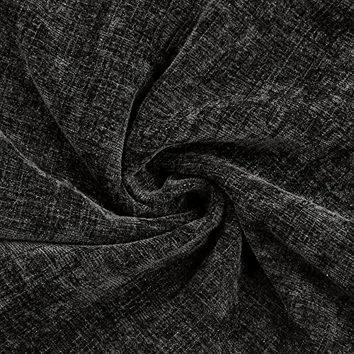 Image of CaliTime Pack of 2 Cozy Throw Pillow Covers Cases for Couch Sofa Home Decoration Solid Dyed Soft Chenille 12 X 12 Inches Black