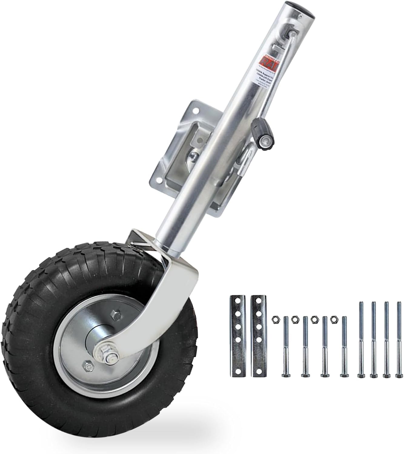 Beach Boat Trailer Jack 2500 lbs Capacity Wheels-Heavy Duty Trailer Jack with 13.3" Wheel for 10.2" Lift-RV Boat Trailer Bolt-On Swivel Tongue Jack（Silver） (2000LBS)