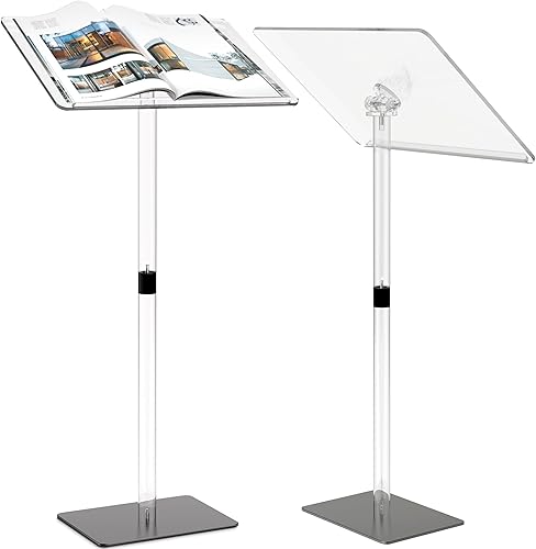Miniatura 8 de Soporte de podio acrílico ultra transparente  Púlpitos portátiles modernos para iglesias, pastores, atriles de aula de escuela moderna, recepción de