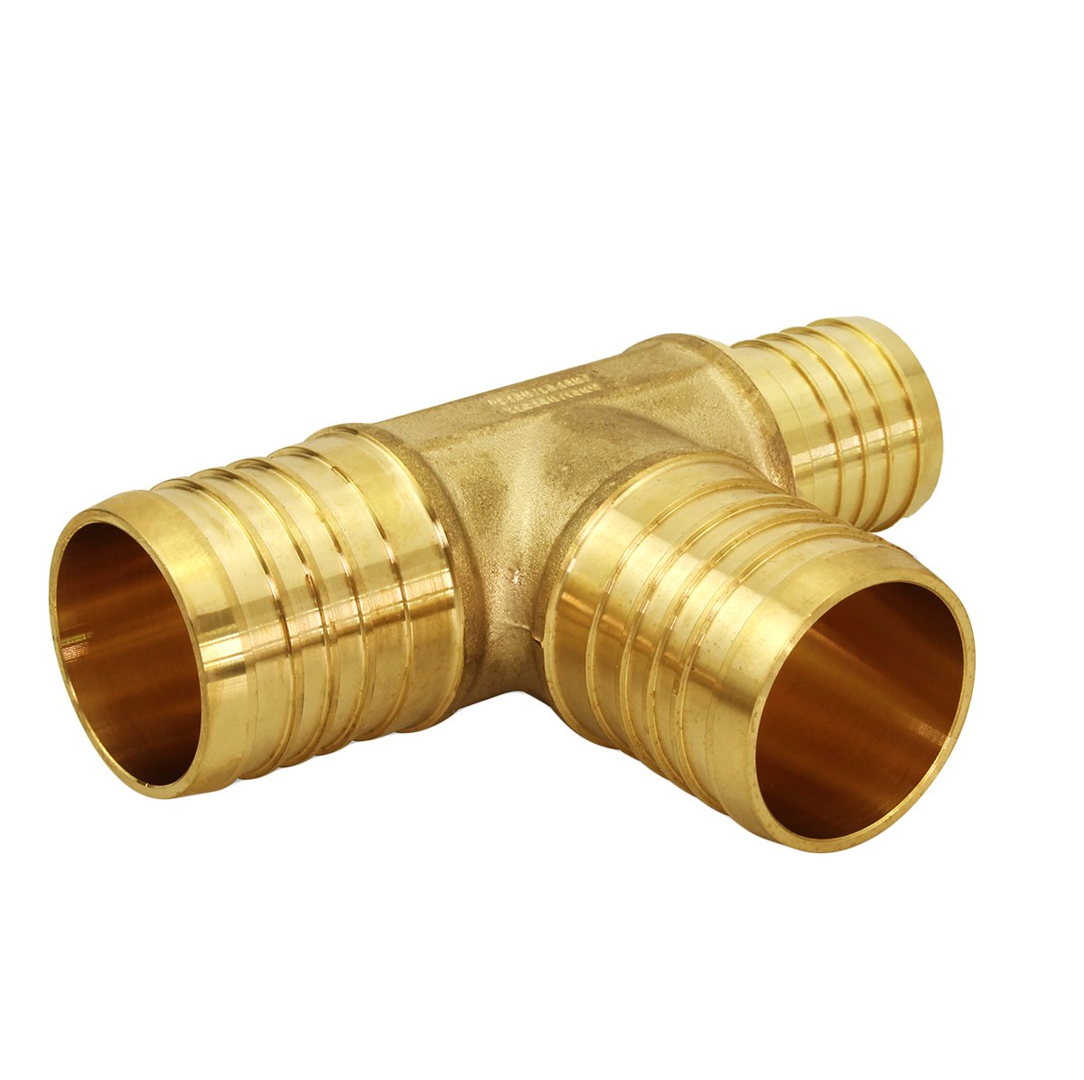 Supply GiantQYSU3413-OM PEX Barb Reducing Tee Pipe Fittings, 1/2" X 3/4", Brass, 3/4" X X 3/4"