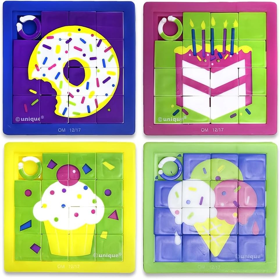 Assorted Design Mini Slide Puzzles - Pack of 10 - Fun & Engaging Party Favors for Kids & Adults