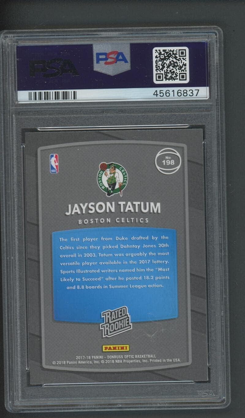 2017-18 Panini Jayson Tatum #198 Donruss Optic Jason Tatum Boston Celtics ROOKIE RC GEM MINT PSA 10 Graded NBA Basketball Card