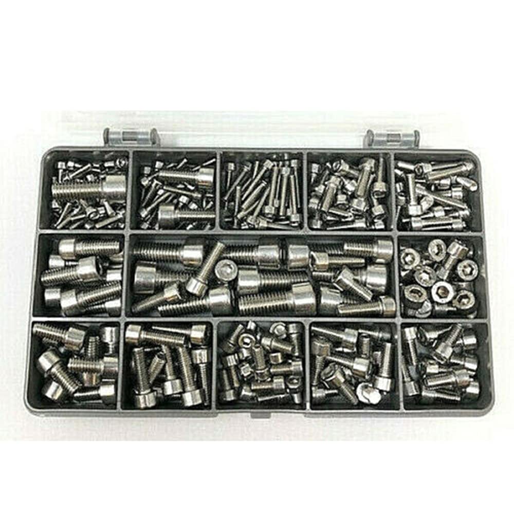 /G 220 Piezas Tornillos de Cabeza Hueca Surtidos Tornillos de Cabeza Hueca métrica de Acero Inoxidable M3 M4 M5 M6 M8 DIN912 Kit de Surtido de Sujetadores