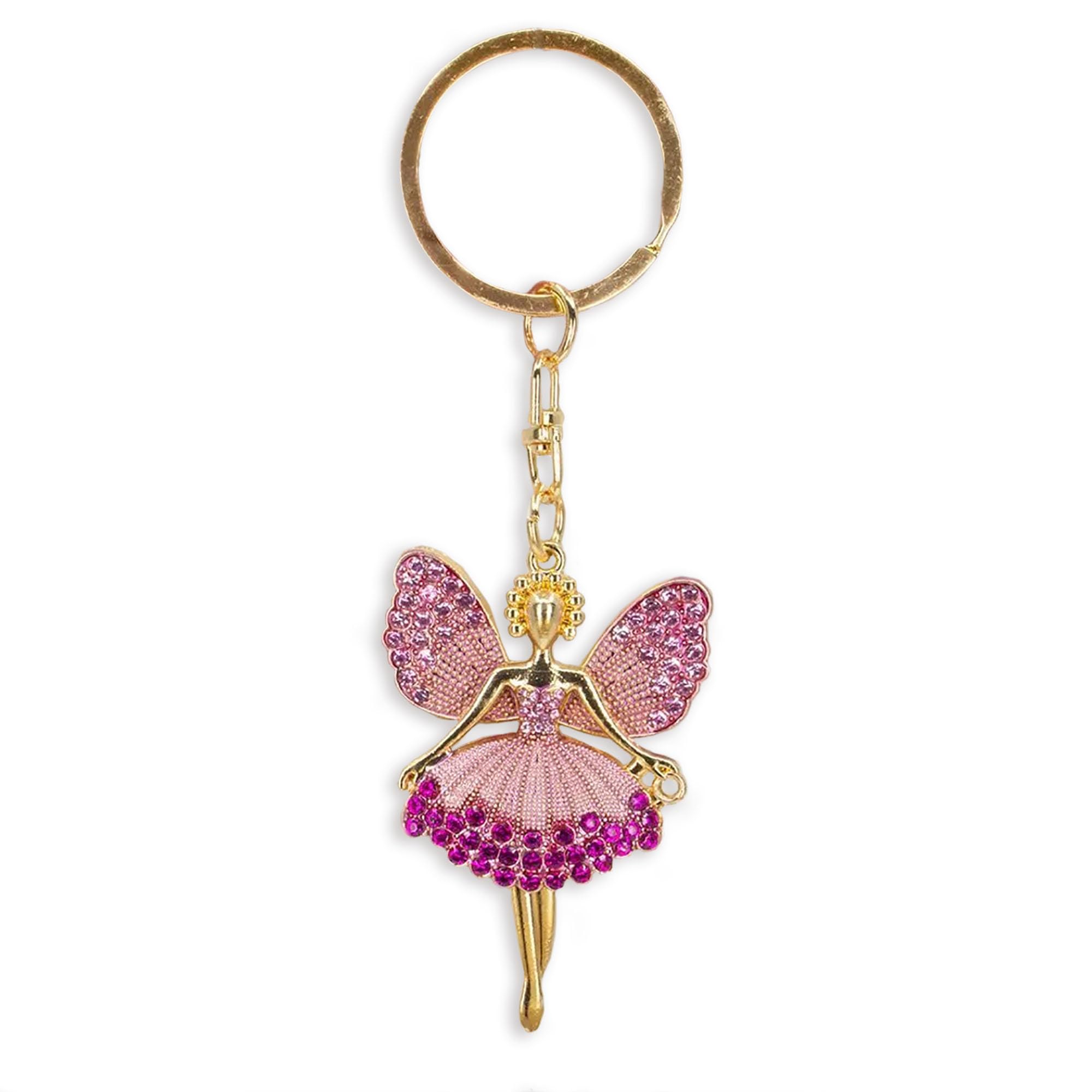 Widdop & Co. Dear Daughter Pink Crystal Keyring – Gold Charm Sentimental Keepsake Gift for Her