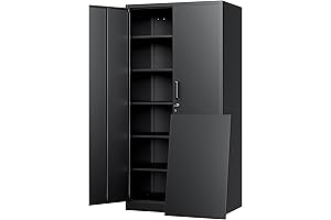 Yizosh Metal Storage Cabinet with Lock - Premium 72" Lockable Garage File...