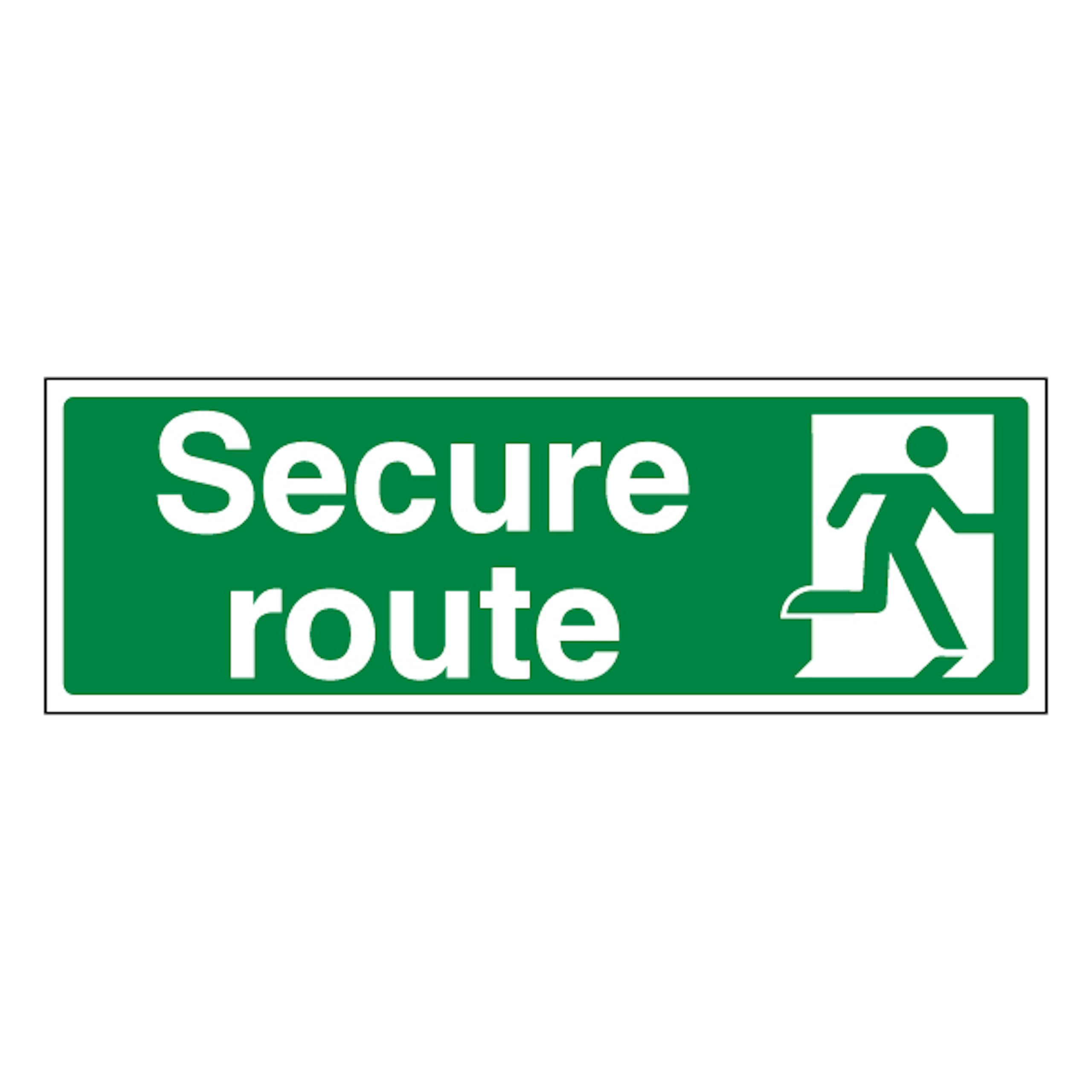 V Safety Secure Route Right 300 x 100 mm - 2mm Super-Tough Rigid Plastic Safety Sign
