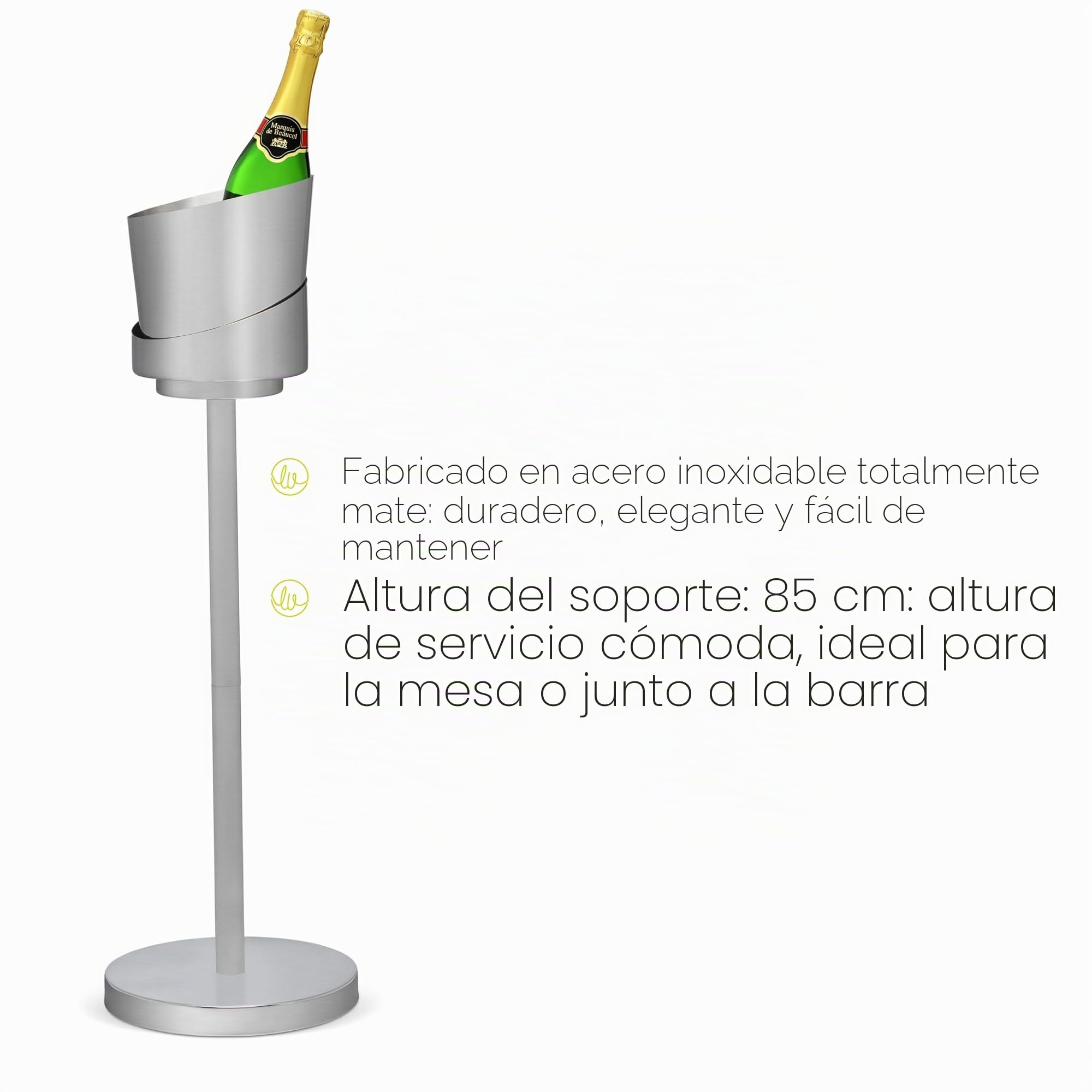 Leopold Vienna - Enfriador de champán con soporte incluido acero inoxidable mate