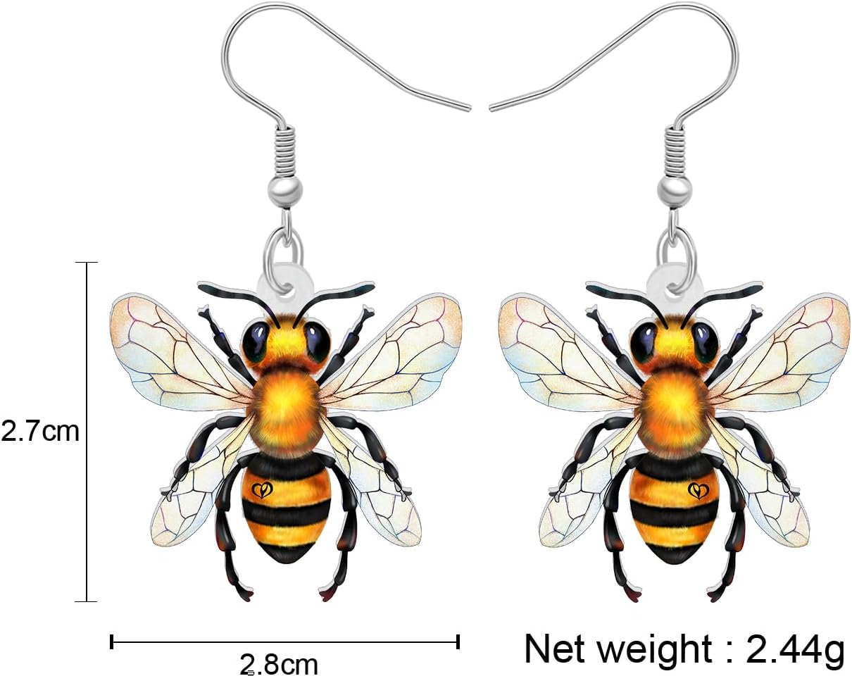 Acrylic Cute Bumble Bee Earrings Spring Summer Bug Insects Design Trendy Dangle Jewelry For Women Wasp Lovers Gifts - Image 5