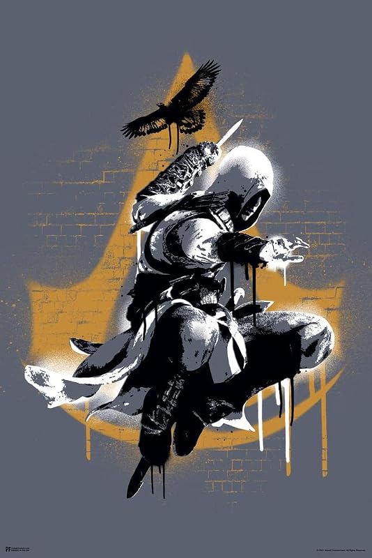Assassin's Creed Poster Decor Assassins Valhalla Black Flag Hidden Blade Merchandise Game Merch Bedroom Artwork Video Gaming Decorations Cool Wall Art Print Poster 24x36