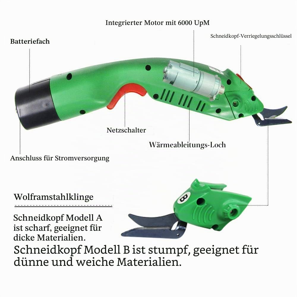MXBAOHENG WBT-2 Elektrische Schere, kabellos, zum Schneiden von Stoff/Teppich/Schwamm/Karton/Stoff (Elektroschere)