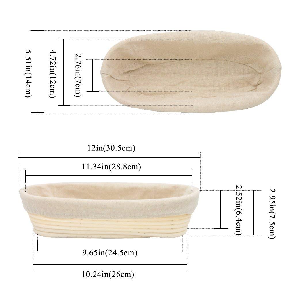 BetterJonny Panier à pain ovale long avec doublure 30,5 cm