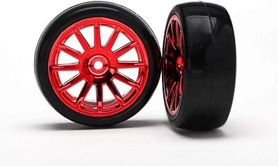 Traxxas Assembled, Glued 12-SpokeTires & Wheels, Red/Chrome