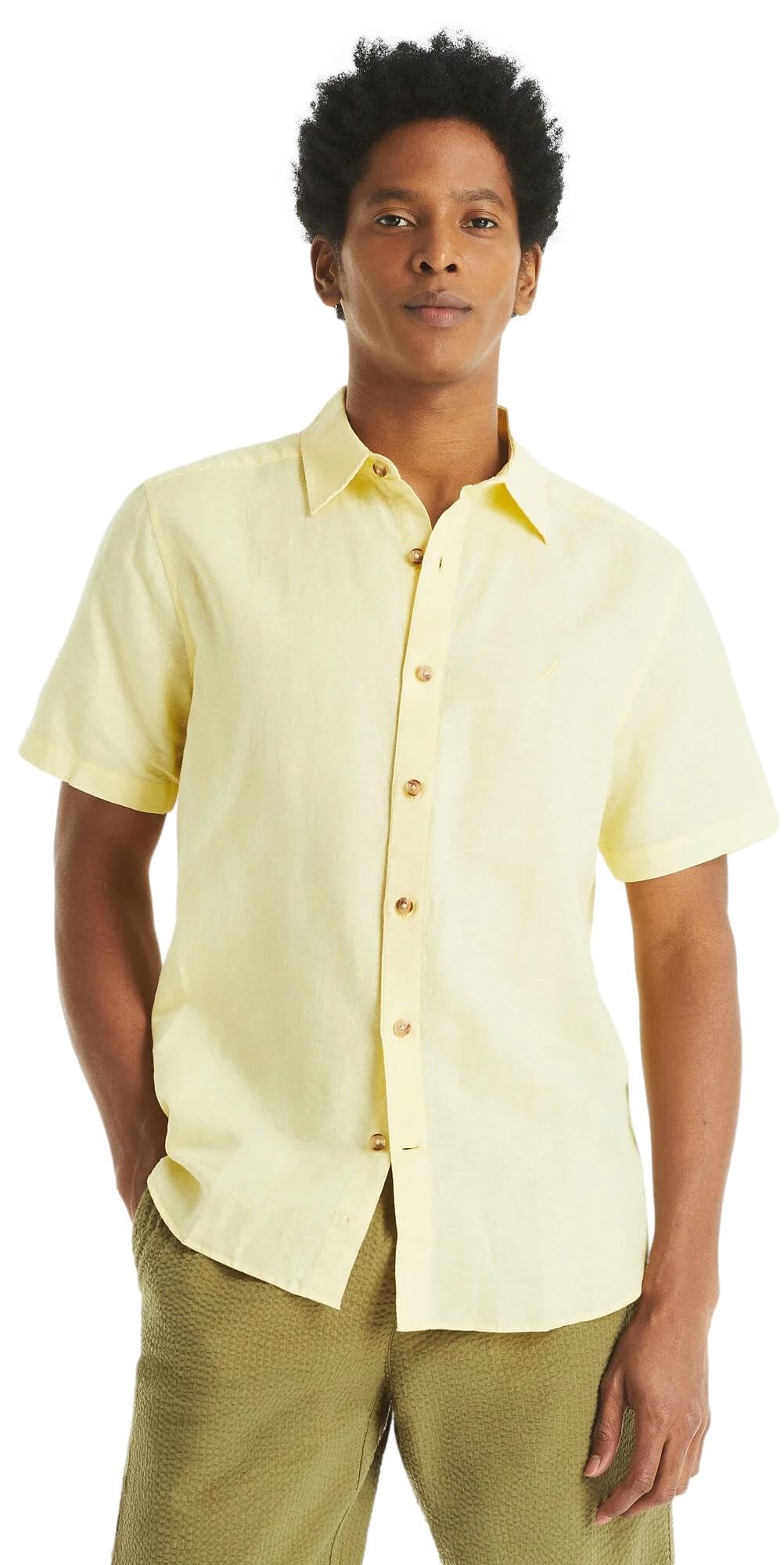 Camisa Verano Hombre Camisa Lino Manga Corta Hombre Cuello Mao