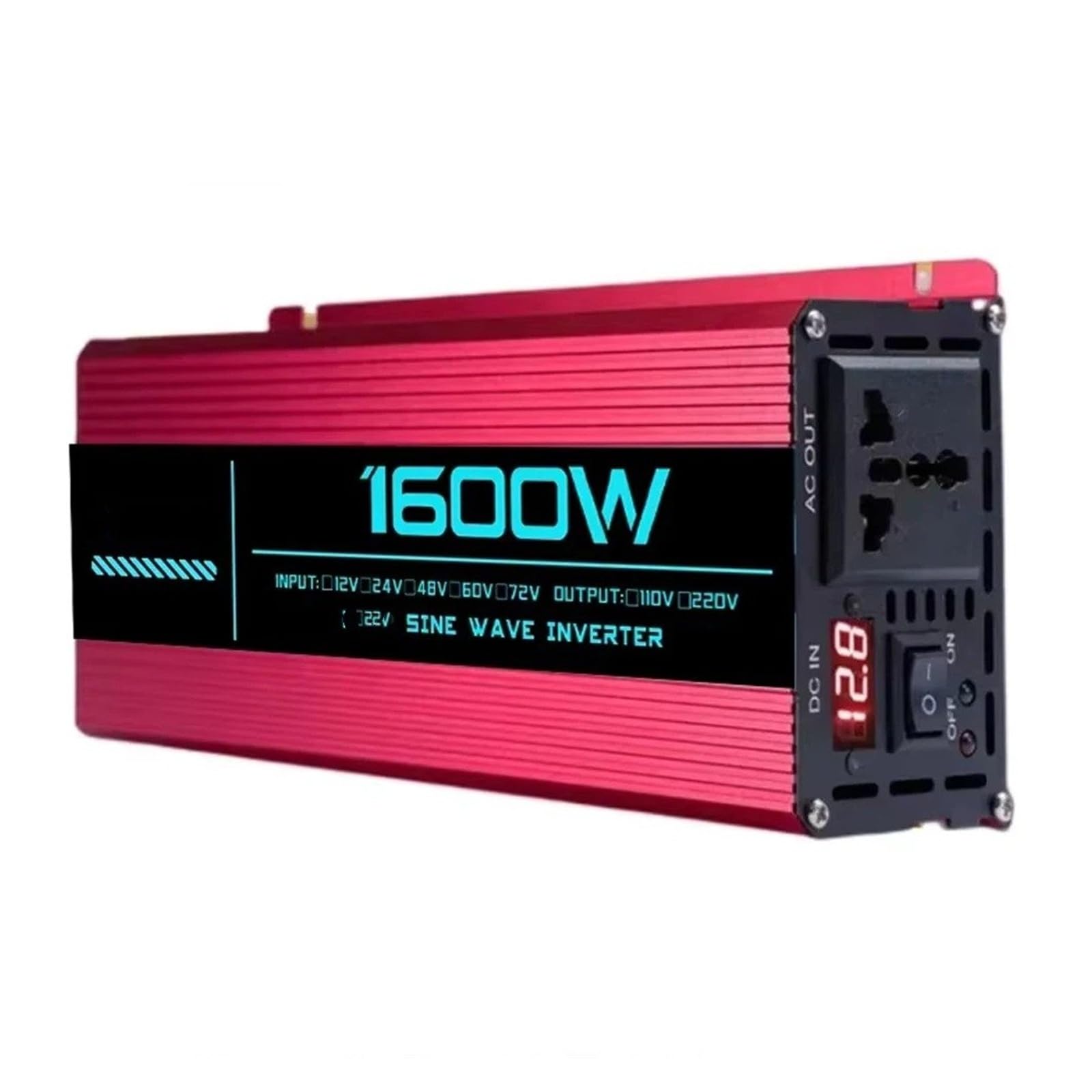 Inversor Corriente Coche Convertidor Corriente Alterna Coche Cargador Solar LCD Inversor Onda Sinusoidal para Pura 12V/24V 220V 1000W 2000W 3000W 4000W 5000W 6000W(12V 220V 1600W)