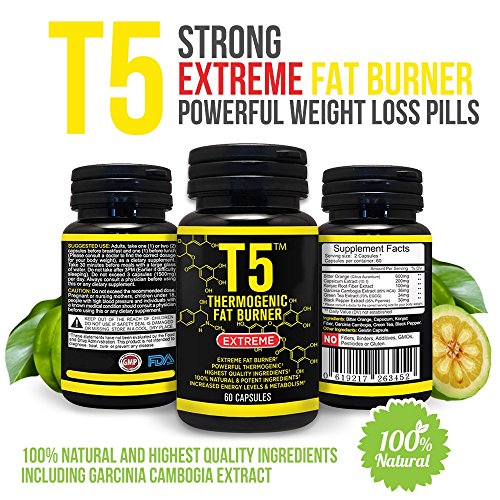 Strong T5 Thermogenic Fat Burner - Increases Energy and Metabolism Levels - 100%