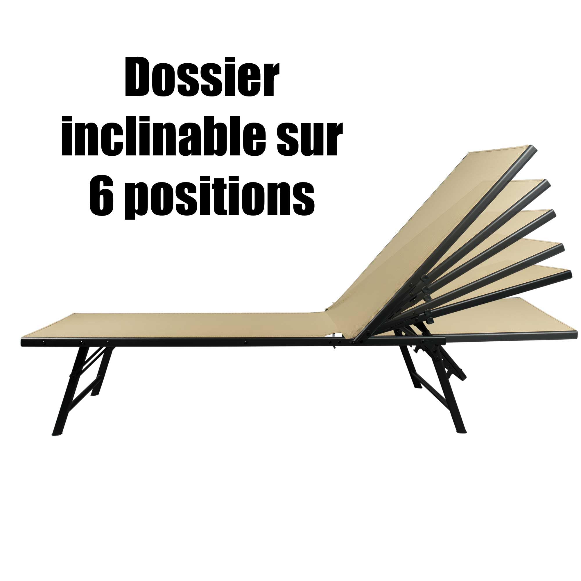 WERKA PRO Transat réglable crème 6 Positions