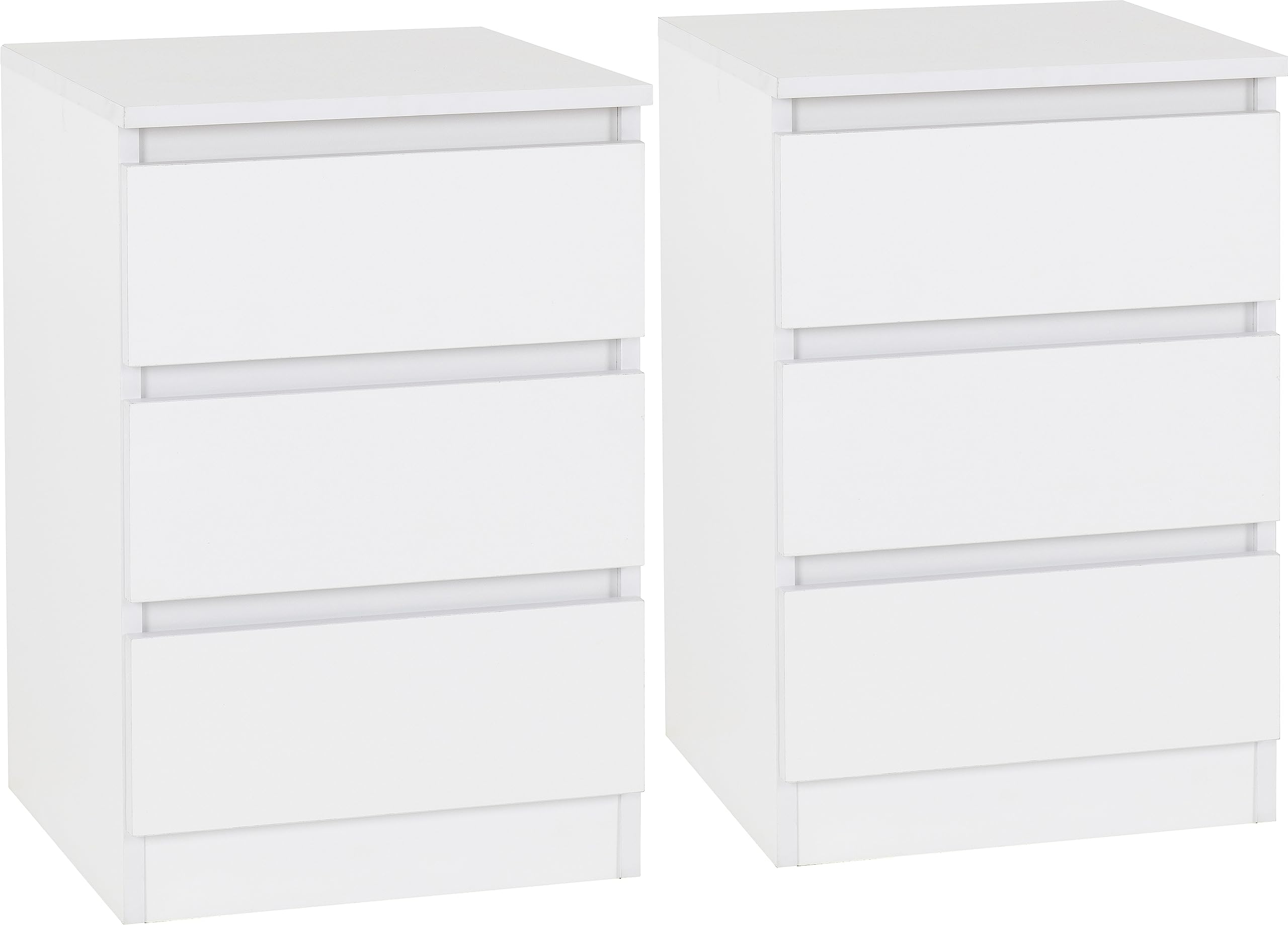 Seconique Malvern 3 Drawer Bedside (PAIR) in White