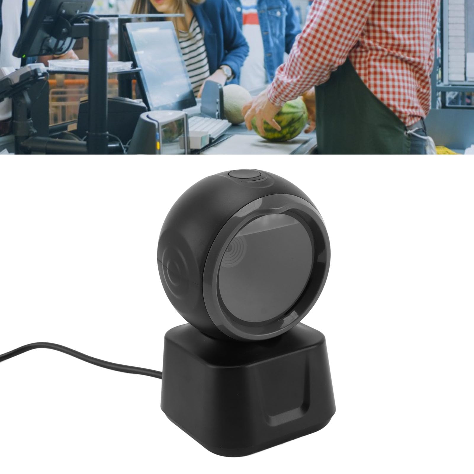 FTVOGUE Wielokierunkowy Skaner Kodów Kreskowych USB Stacjonarny Czytnik Kodów Kreskowych 1D 2D QR Automatyczne Skanowanie Bez Użycia Rąk do Sprzedaży Detalicznej Supermarket Apteka Sklep Odzieżowy