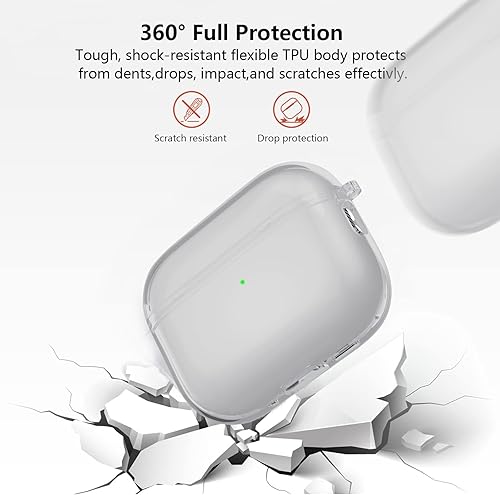 Vista 11 de Funda para Airpods Pro 2 con purpurina transparente, protector transparente de TPU suave para Airpod Pro de 2ª generación, protección completa