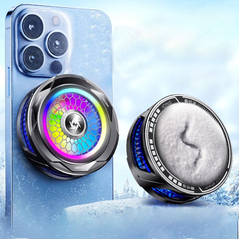 Image of Phone Cooler with AI Cooling Mode, RGB Lighting, Real-Time Temperature and Power Display, Strong Magnet and Clip Mount, Ultra-Quiet Fan (SL25)