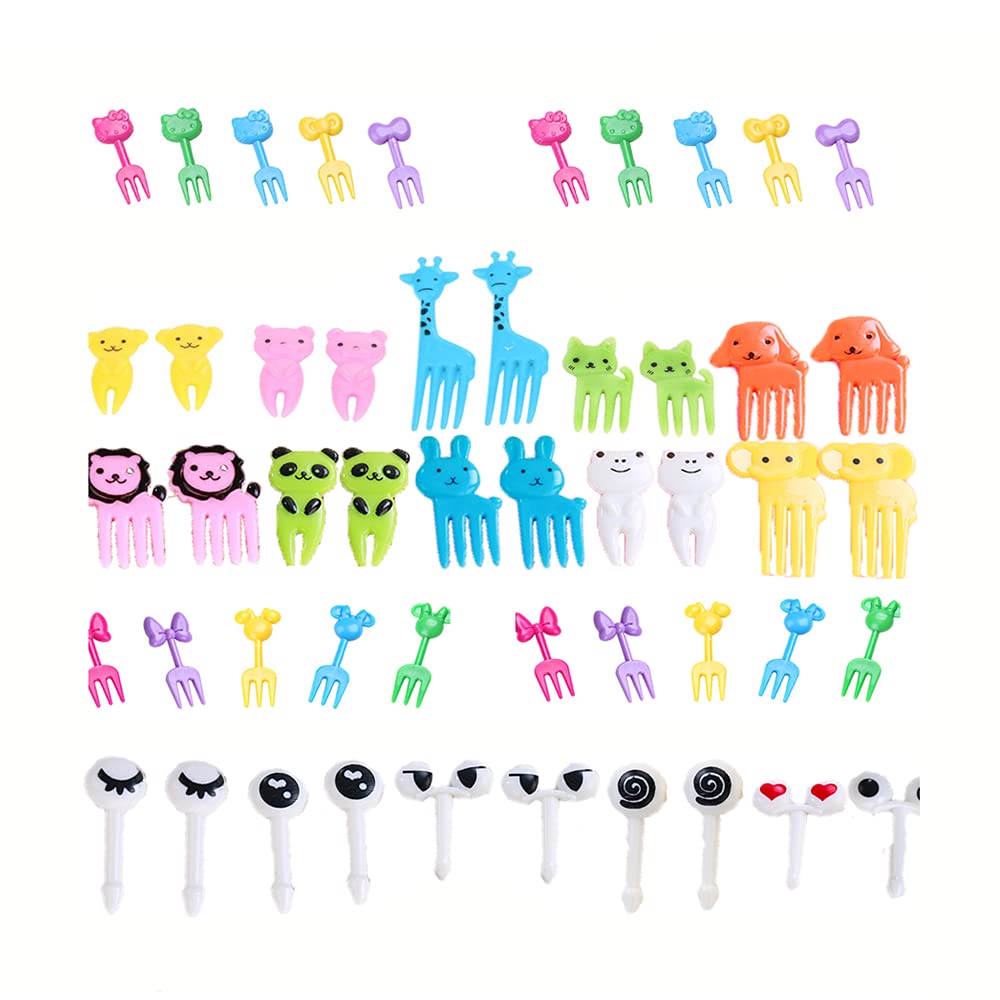50 Pack Food Fruit Fork Picks for Kids Cute Animals Bento Box Decor Forks Cake Little Forks Dessert Forks Mini Cartoon Toothpick for Cake Dessert Pastry Party Supply（random color）