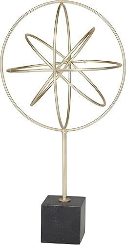 CosmoLiving by Cosmopolitan Escultura geométrica de mármol con base negra, 9 "x 9" x 18", oro