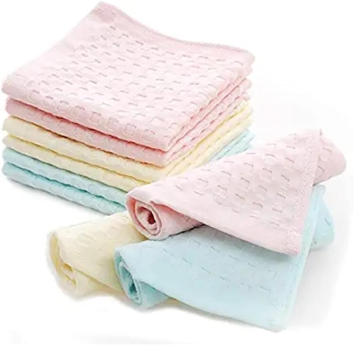 TENDSYWomen's, Girl's, Kid's And Baby's Plain Handkerchief/Rumal/Face Towel - Soft And Super Absorbent 100% Cotton Hanky (Light Color) (Size 25x25 cm)