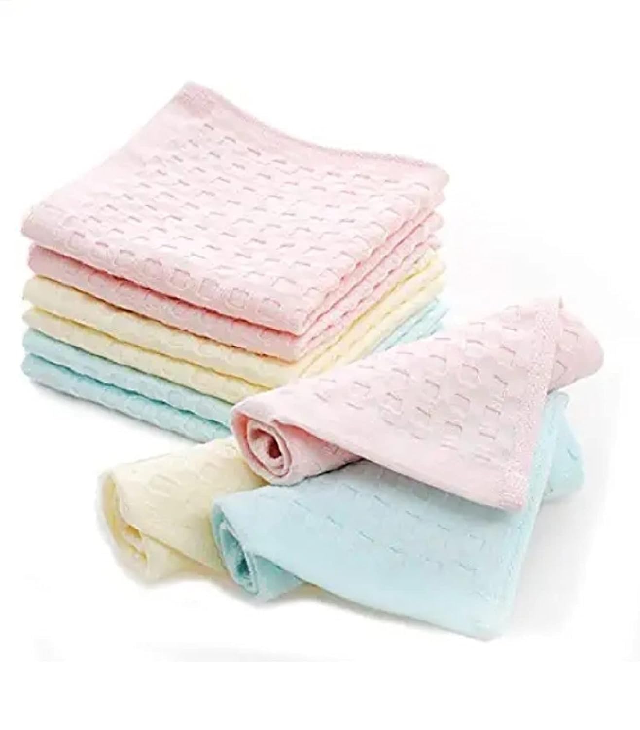 TENDSYWomen's, Girl's, Kid's And Baby's Plain Handkerchief/Rumal/Face Towel - Soft And Super Absorbent 100% Cotton Hanky (Light Color) (Size 25x25 cm)