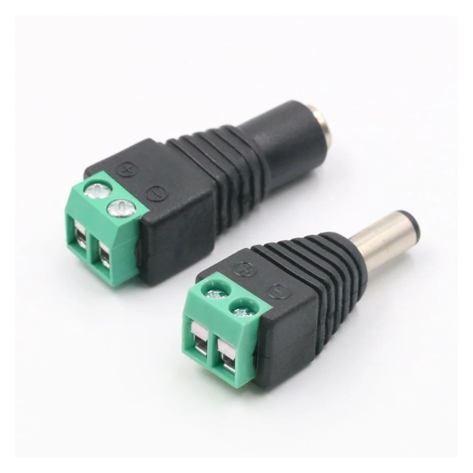 DC Terminal Connector 2-pinowy adapter zasilania 5,5 x 2,1/2,5 mm męski na żeński do taśmy LED CCTV (Male,10 szt., 5,5 x 2,1 mm)