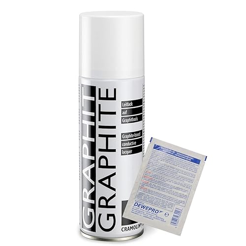 DEWEPRO GRAPHIT 200 ml Spraydose - Leitlack auf Graphitbasis - ITW Cramolin - 1281411, inkl. 1 St SingleScrubs - 200 g (1er Pack)