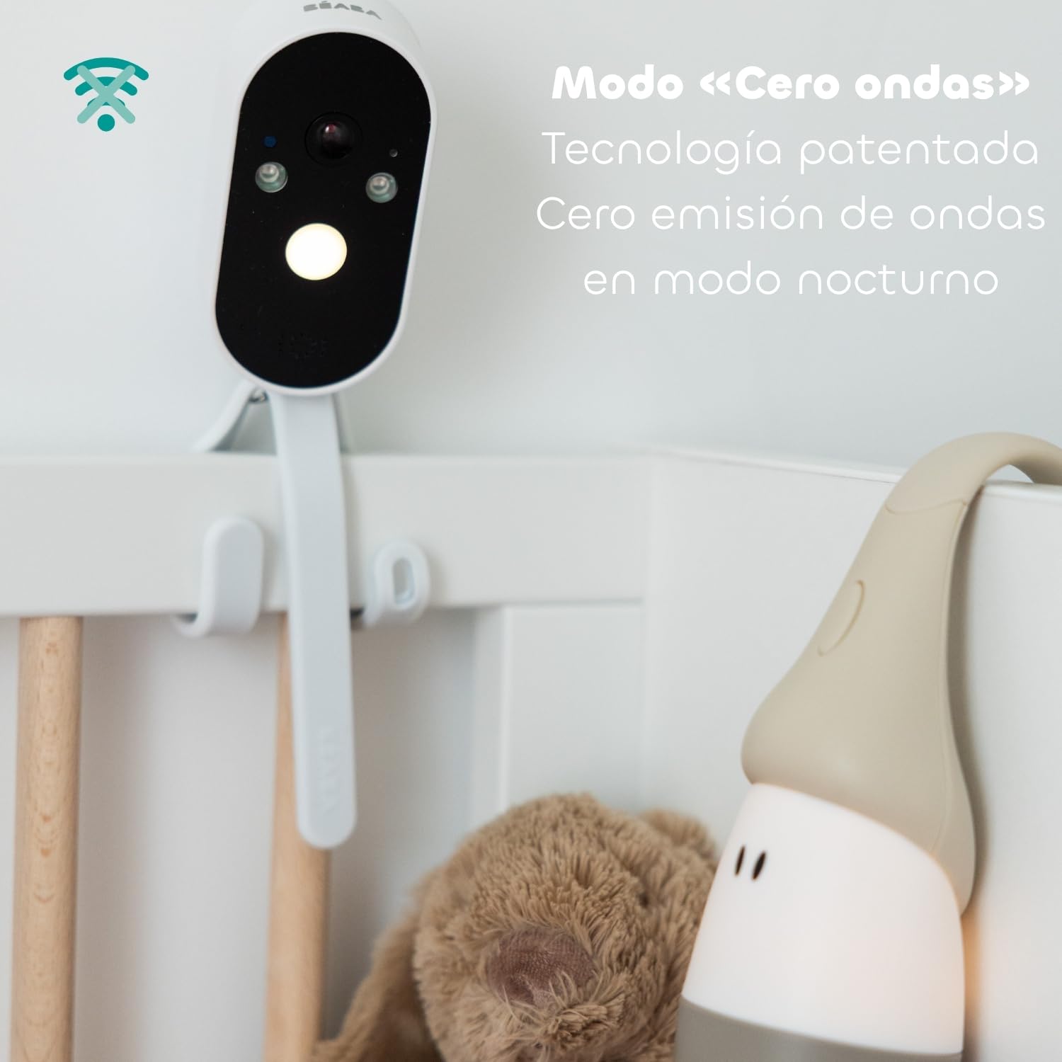 Béaba, Vigilabebés Vídeo Sin WiFi – Cámara con Batería 36h, Pantalla 2,8”, Visión Nocturna, 0 Ondas, VOX, Luz Nocturna, Walkie-Talkie, Soporte Flexible, Vigilabebés Portátil, Zen Travel, Blanco