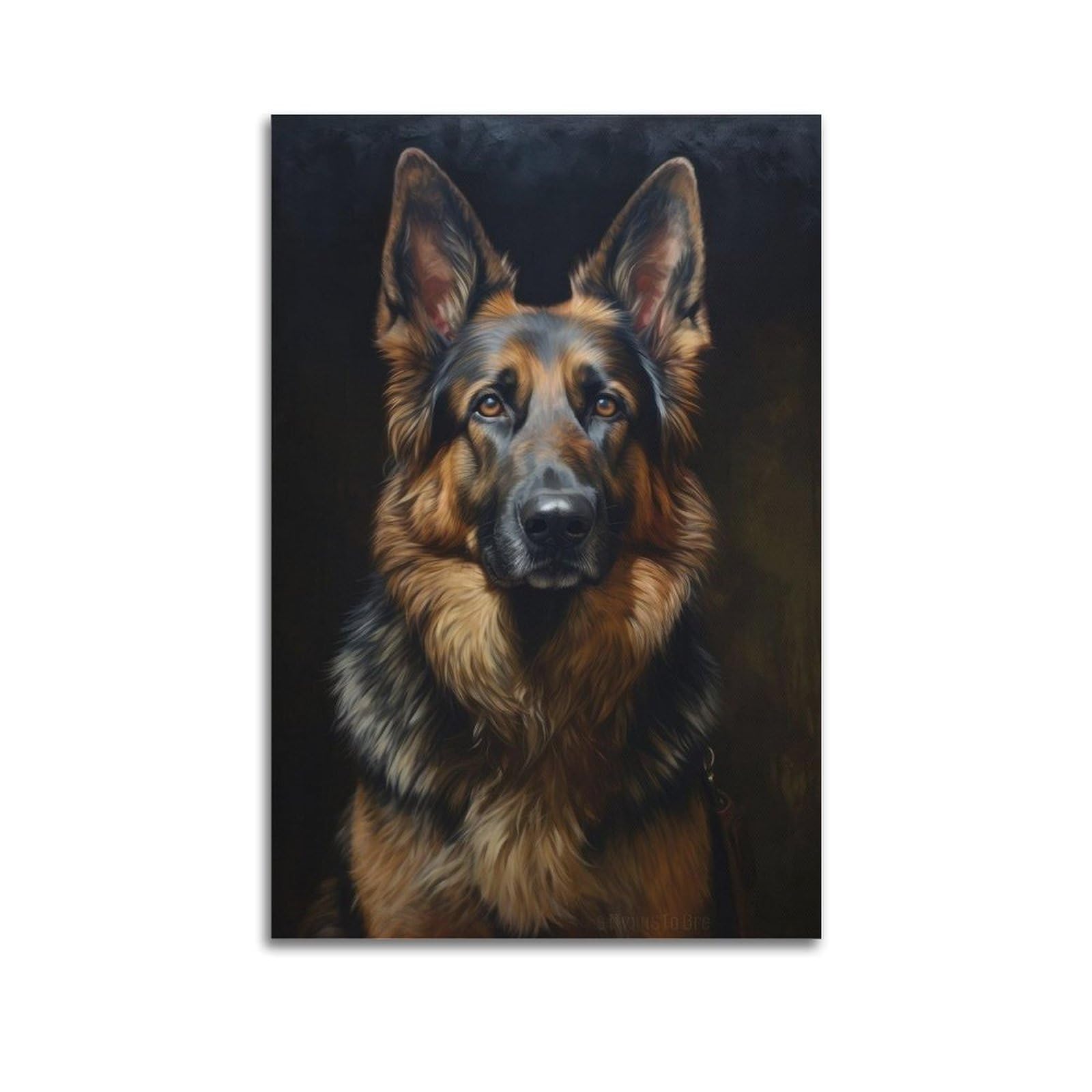 sfjjkh Animal Poster German Shepherd Portrait in Dark Poster Wall Art Canvas Aesthetic Cover Painting for Living Room Bed Room 08x12inch(20x30cm) Unframe-style