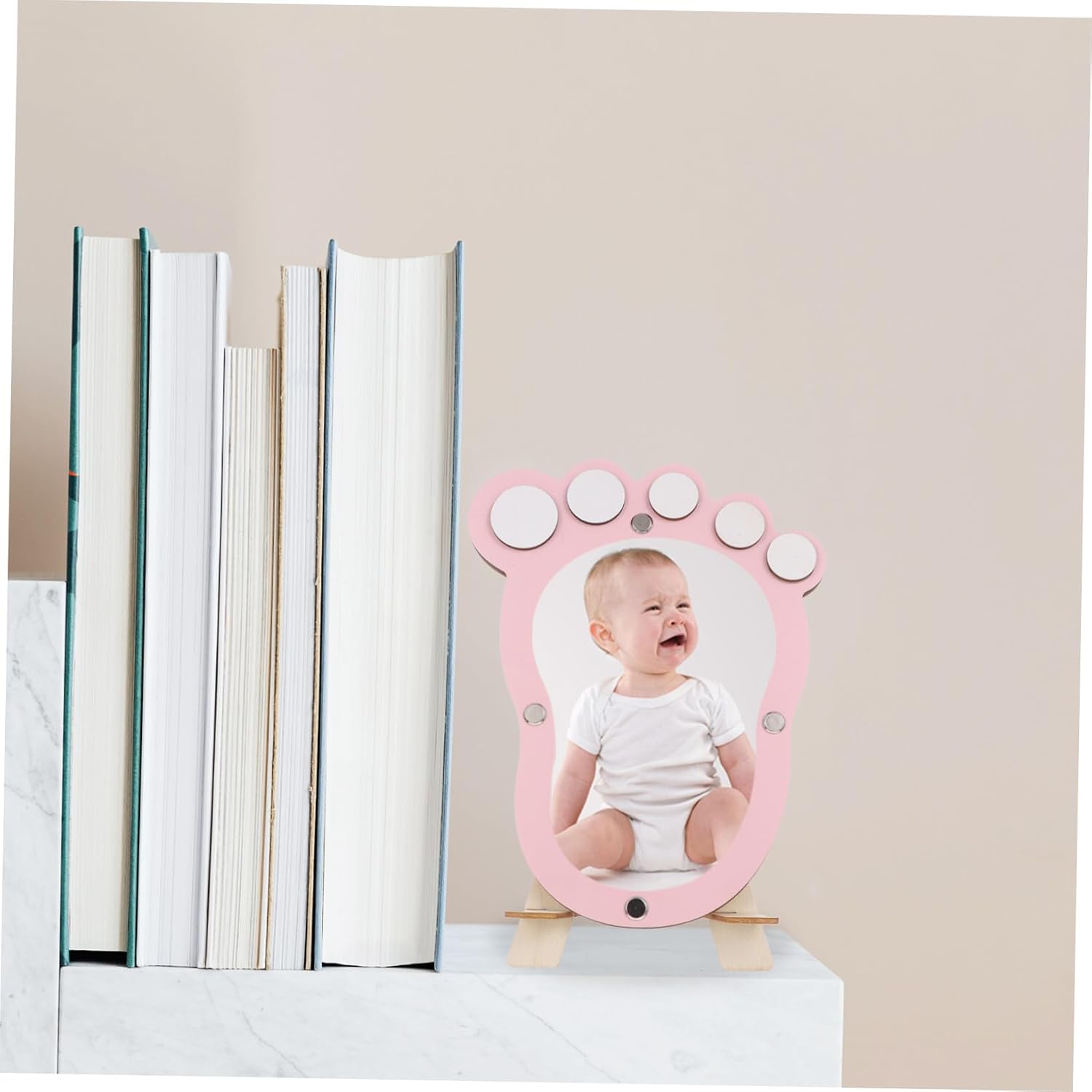 Baby Footprint Photo Frame Keepsake for Infant First Year Pink image 5