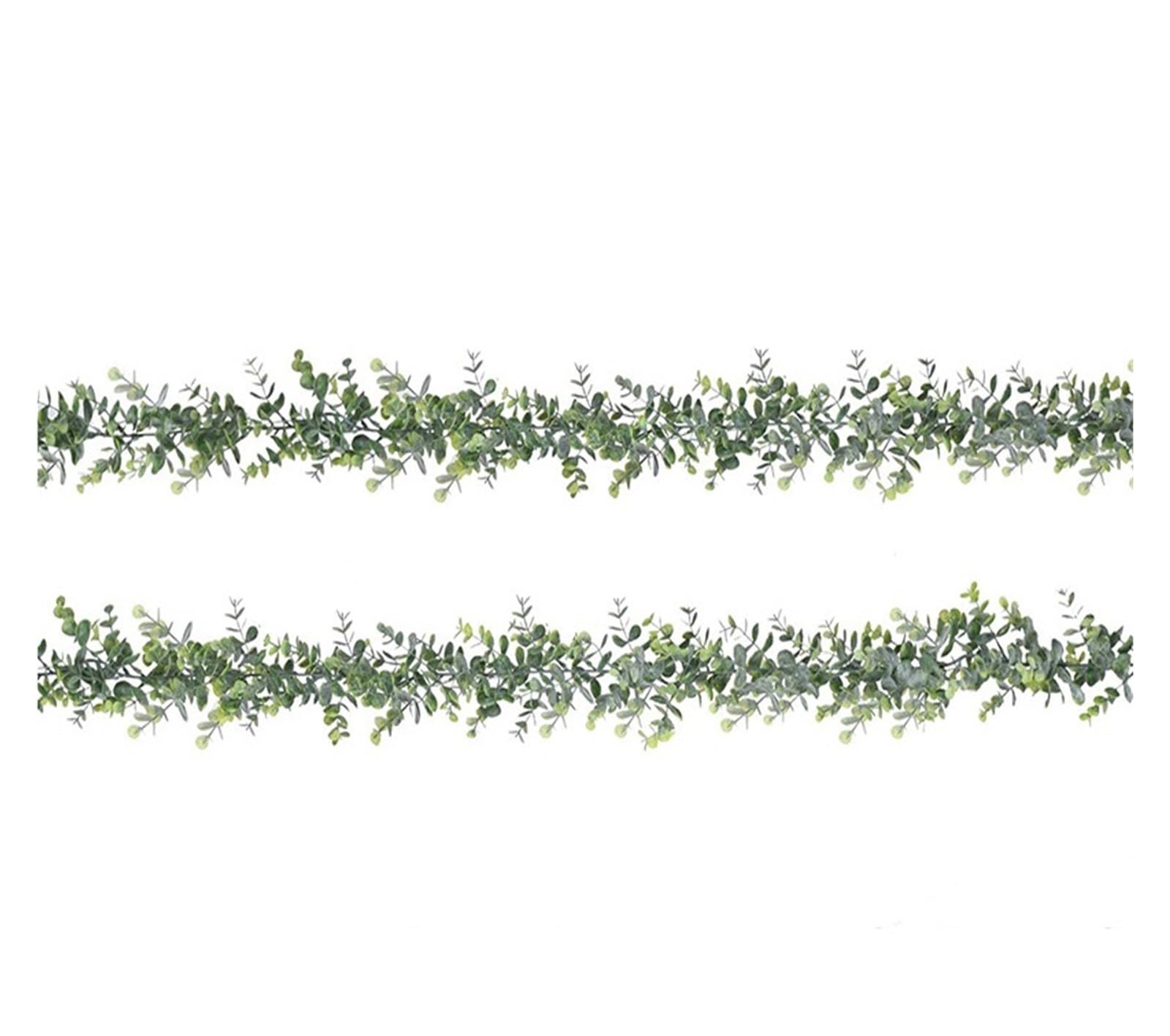 Künstliche Blumenranke, Künstliche Eukalyptus-Blumenrebe, 2 Stück, 1,8 m, Mehrfarbig, for Hochzeit, Zuhause, Wanddekoration(White Green-2pcs)