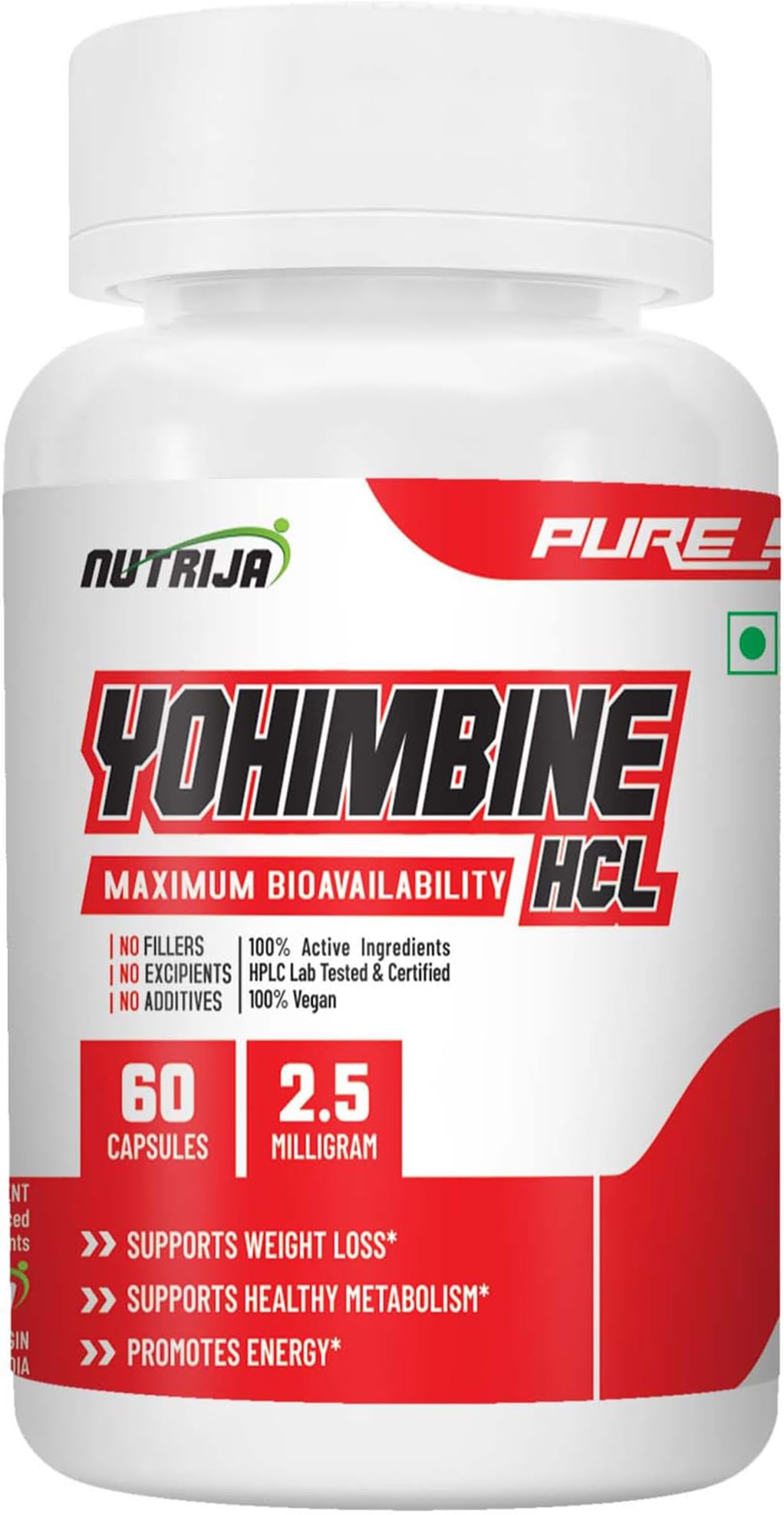 NutriJa Yohimbine HCL 2.5mg - Pack of 60 Capsules