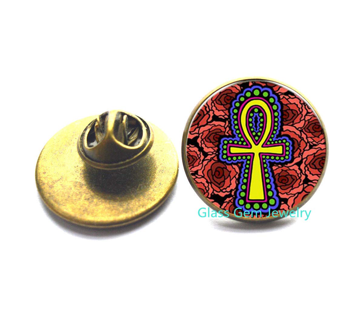 Spilla Ankh E Occhio Di Horus - Gioiello Egiziano In Acciaio Inox