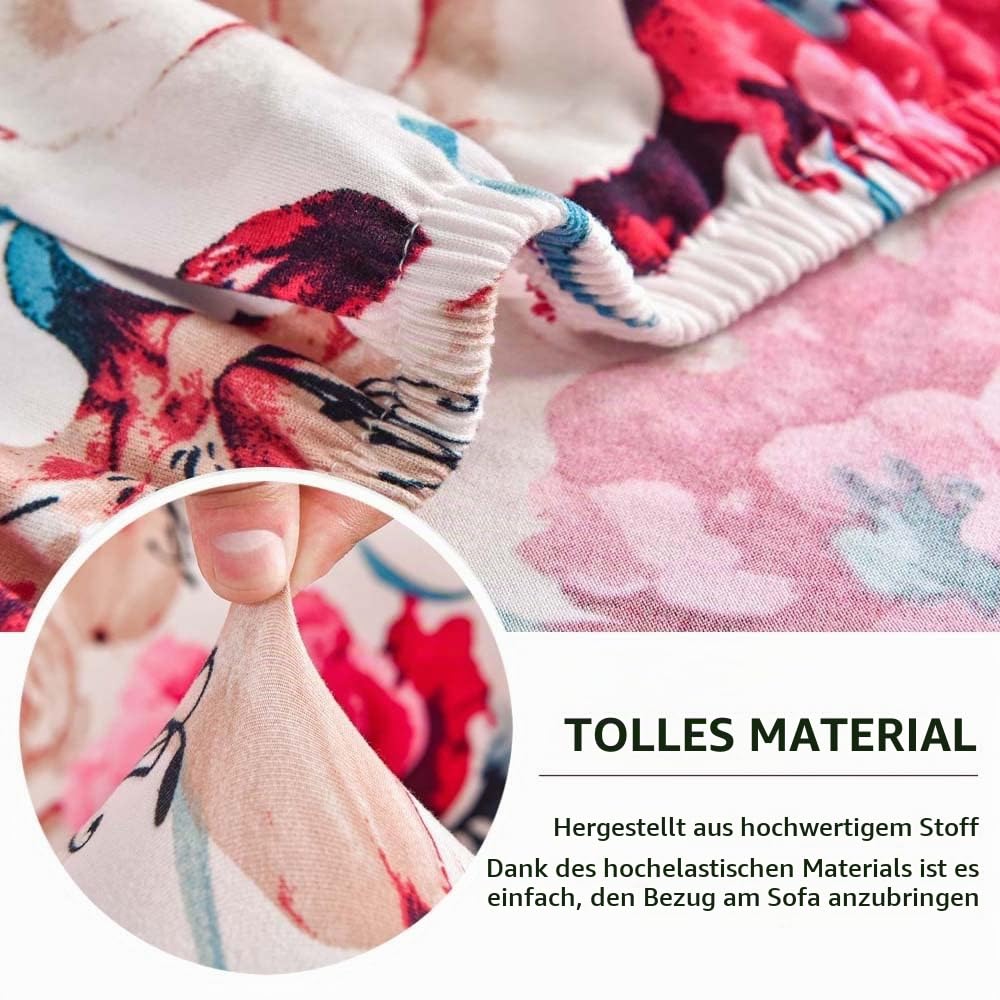 Generisch Ohrensessel überzug mit Hocker Bezug, 2 Teilig Sessel-Überwürfe+1 Teilig Ottomane Schonbezug, Beige/Grün/Rosa/Blau Ohrensessel Schonbezüge Sesselhusse Stretch Tiger Stuhlbezug mit Armlehne